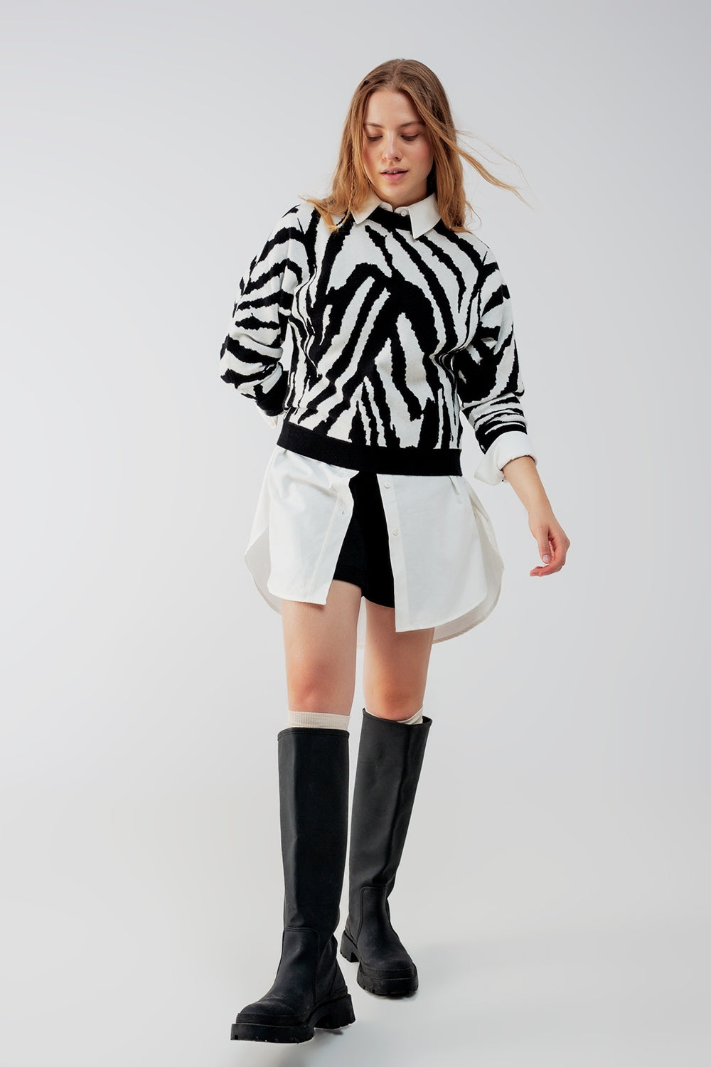 Knitted jumper in black zebra print Szua Store