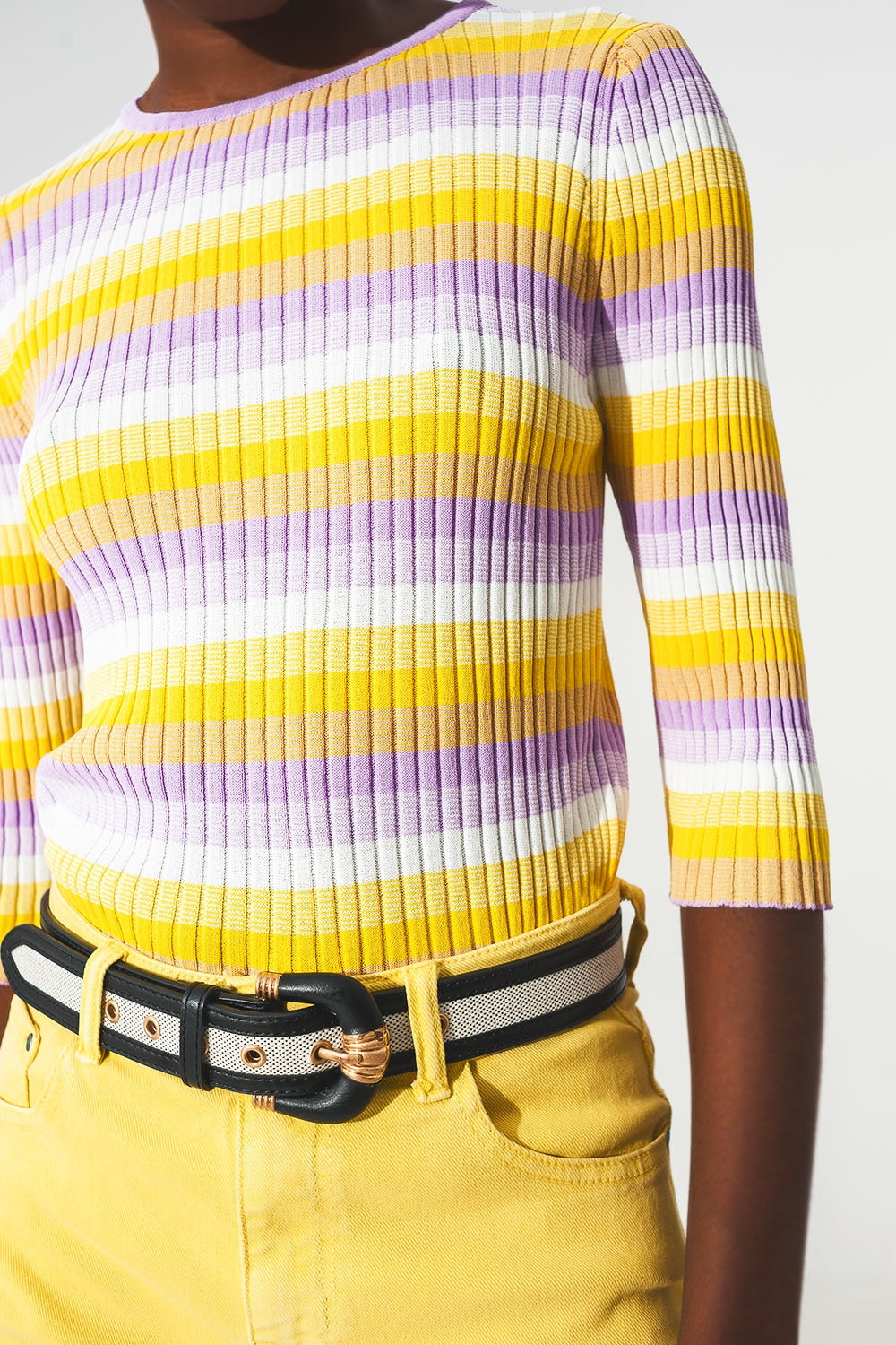 Knitted jumper in lilac stripe - Szua Store