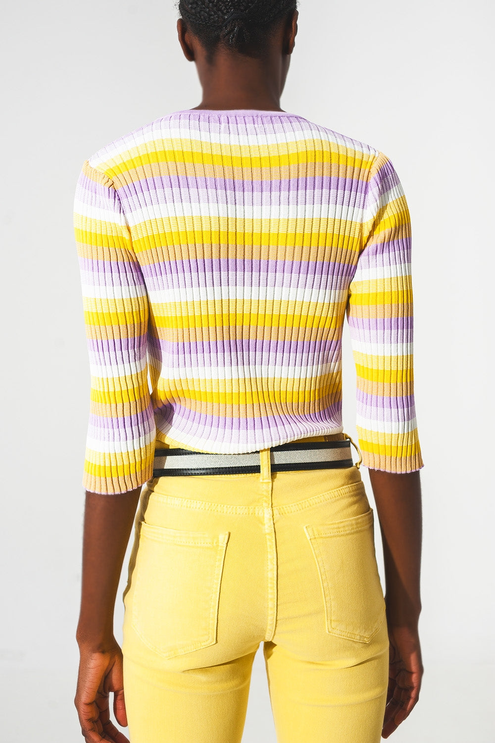 Knitted jumper in lilac stripe - Szua Store