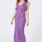 Knitted Long Dress With Chest Ruffle in Melange Purple - Szua Store