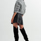 Knitted Long sleeve crystal button cardigan in grey Szua Store
