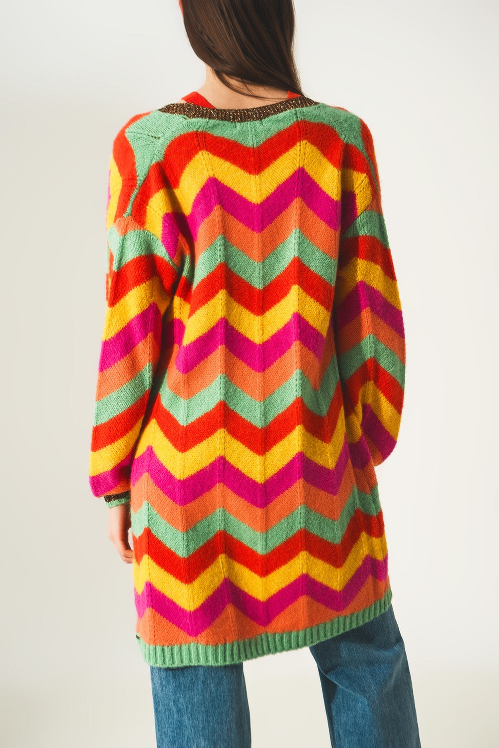 Knitted maxi cardi in multi - Szua Store