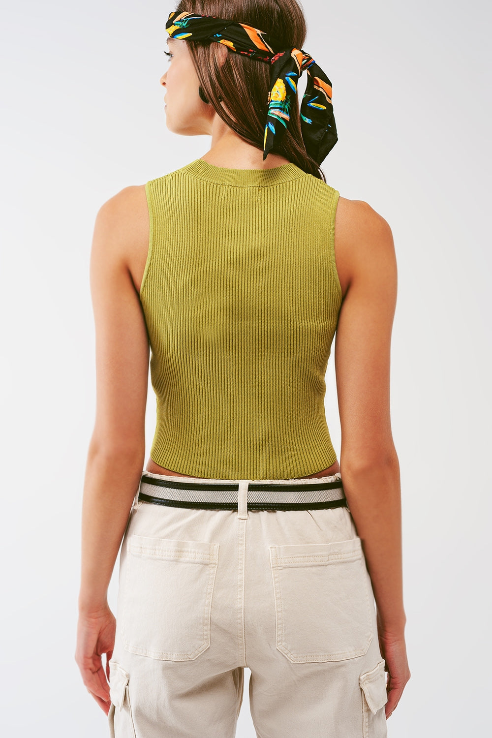 Knitted Tank Top in Army Green - Szua Store