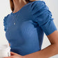 Knitted top with balloon sleeves in blue Szua Store