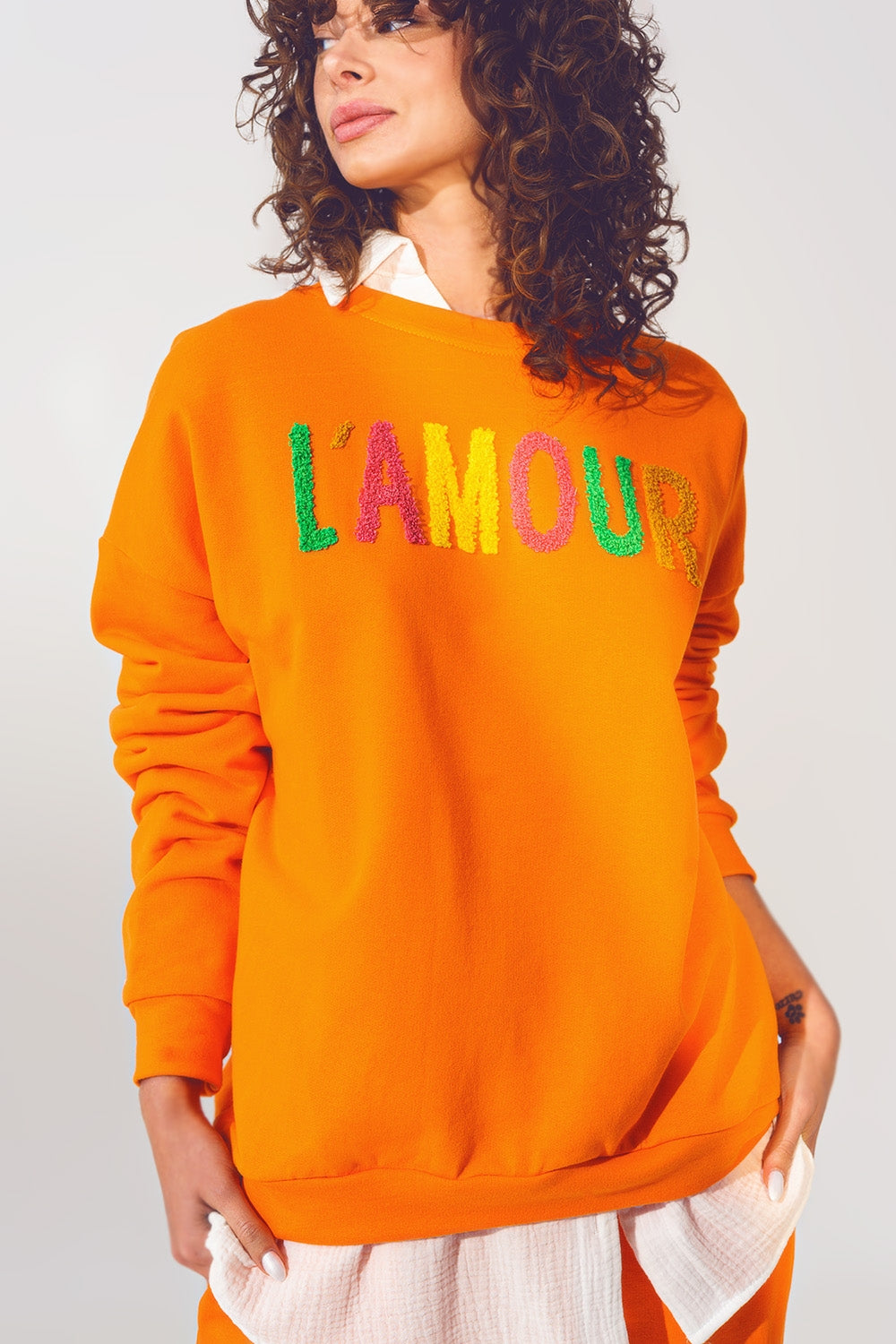 L'amour Text Sweater in Orange - Szua Store