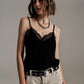 Q2 Lace detail cami top in black