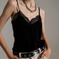 Lace detail cami top in black - Szua Store