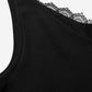 Lace trim detail cami top in black - Szua Store