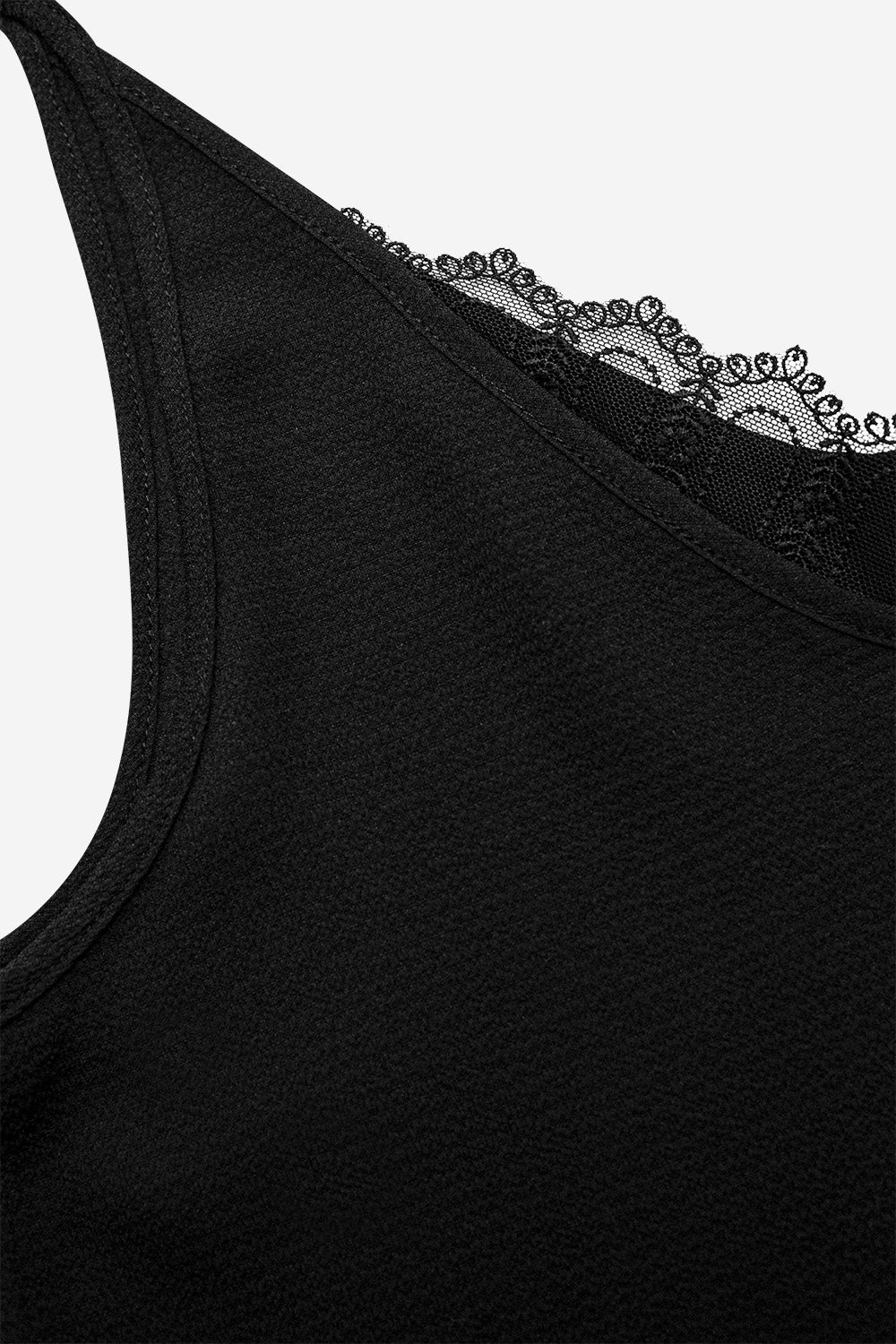 Lace trim detail cami top in black - Szua Store