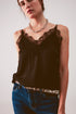 Lace trim slip top in black Szua Store