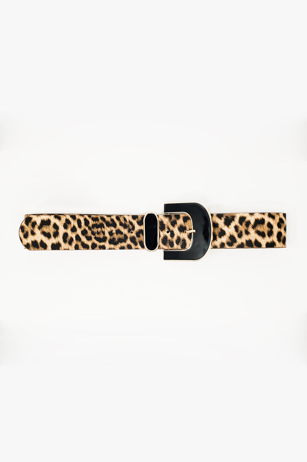 Q2 Leopard print belt in brown color