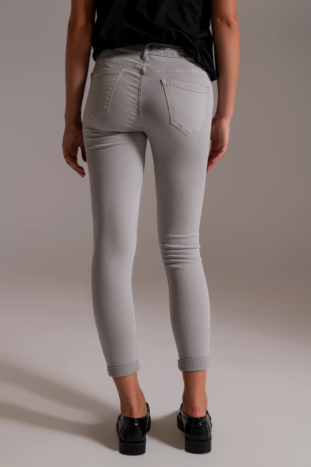 Light gray ankle jeans with soft wrinkles - Szua Store