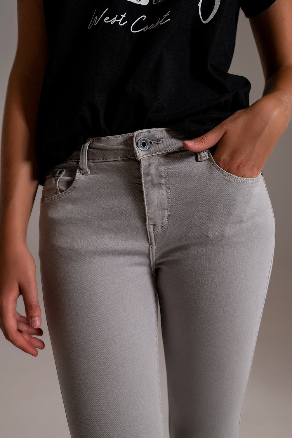 Light gray ankle jeans with soft wrinkles - Szua Store