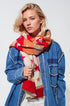 Q2 Lightweigh Scarf With Stripes and Stars in Shades Of Red and Orange