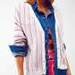 Lightweight knit cardi in pink stripe - Szua Store