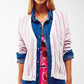 Lightweight knit cardi in pink stripe - Szua Store