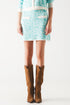 Lightweight knit mini skirt in turquoise animal print Szua Store