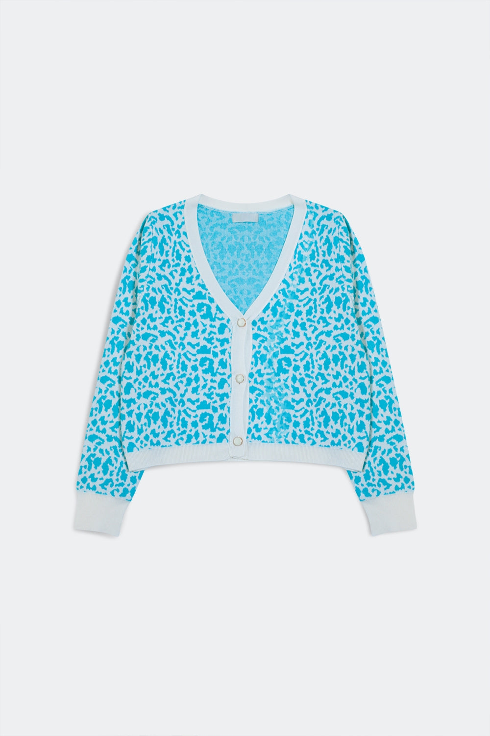 Lightweight knitted cardigan in turquoise animal print Szua Store