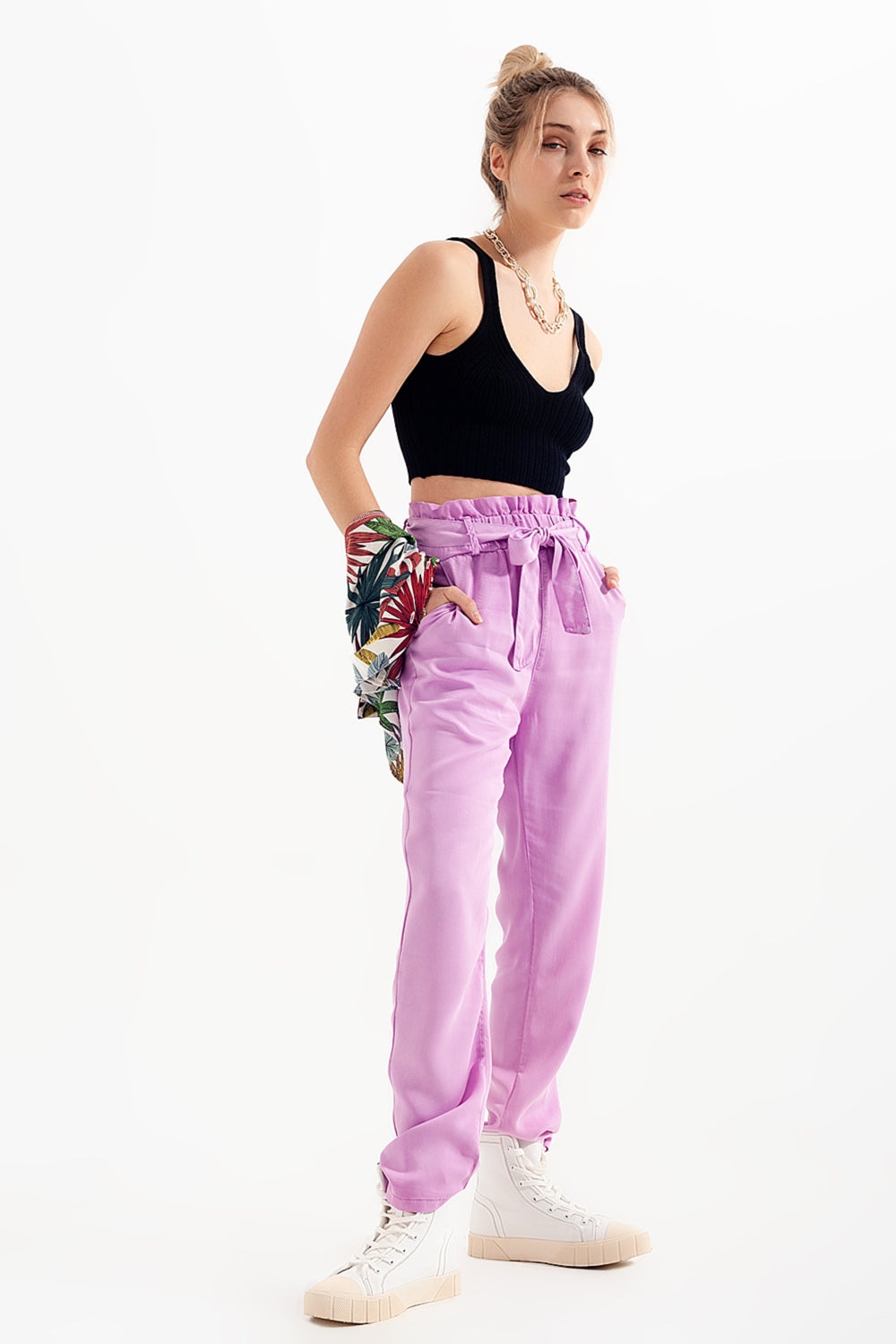 Lightweight Pants with tie waist in purple Szua Store