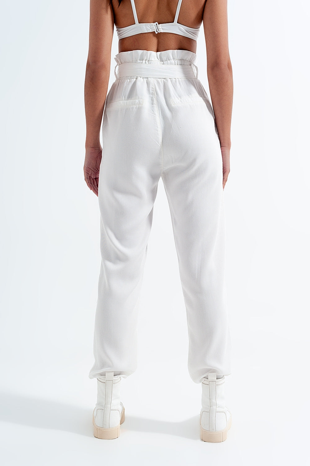 Lightweight Pants with tie waist in white Szua Store