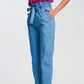 Lightweight Paperbag tie waist jean in light blue Szua Store