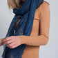 Lightweight scarf in navy with gold stripes
