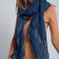 Lightweight scarf in navy with gold stripes