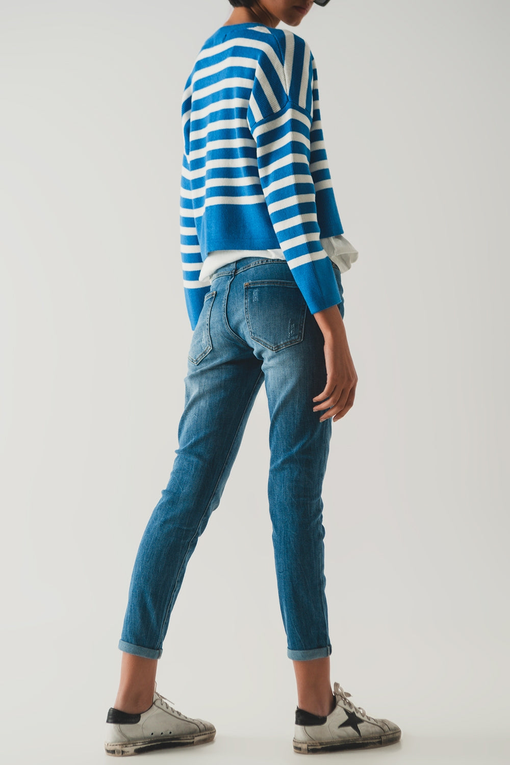 Lightweight stripe cardigan in blue - Szua Store