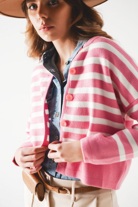 Lightweight stripe cardigan in pink Szua Store