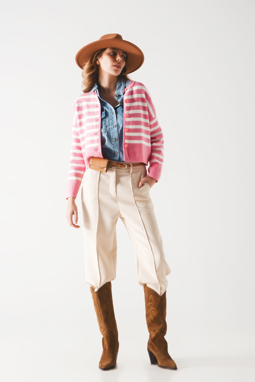 Lightweight stripe cardigan in pink Szua Store