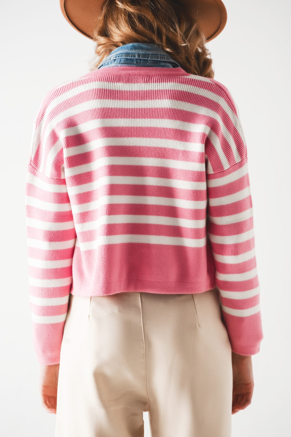 Lightweight stripe cardigan in pink Szua Store