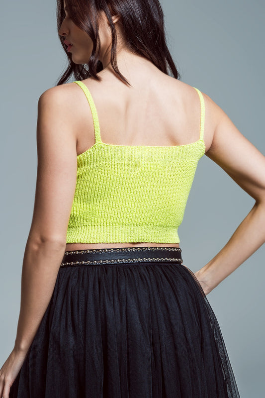 Lime green crop top with spaghetti straps