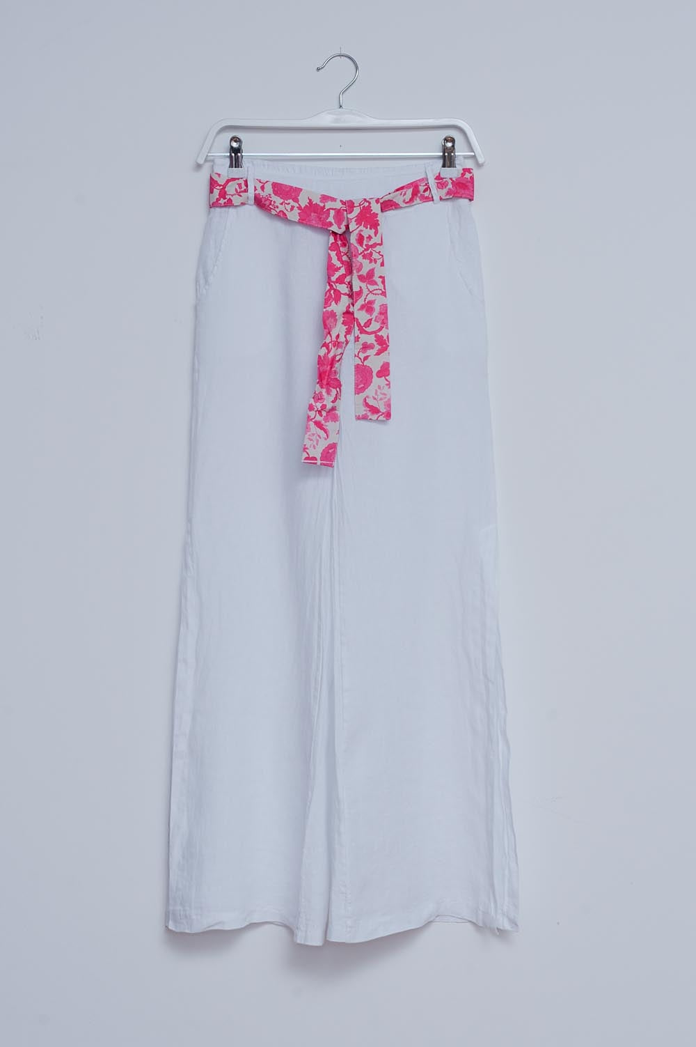 Linen Wide leg pants with side splits in white Szua Store