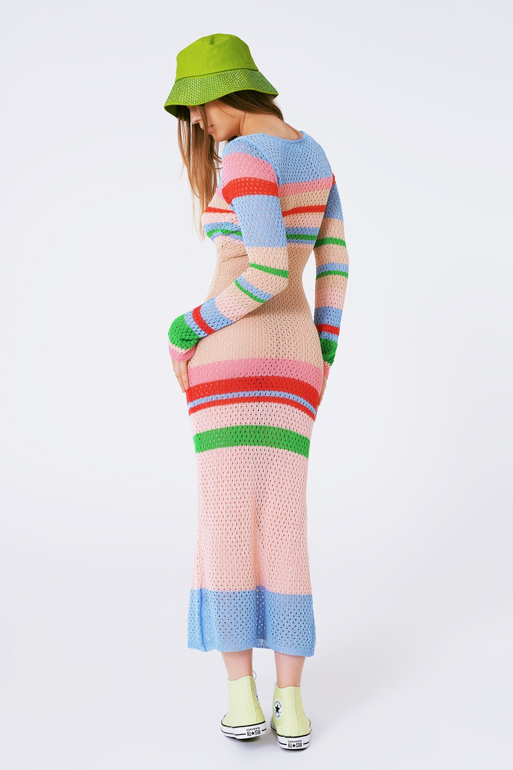 Long sleeve crochet knitted maxi dress - Szua Store