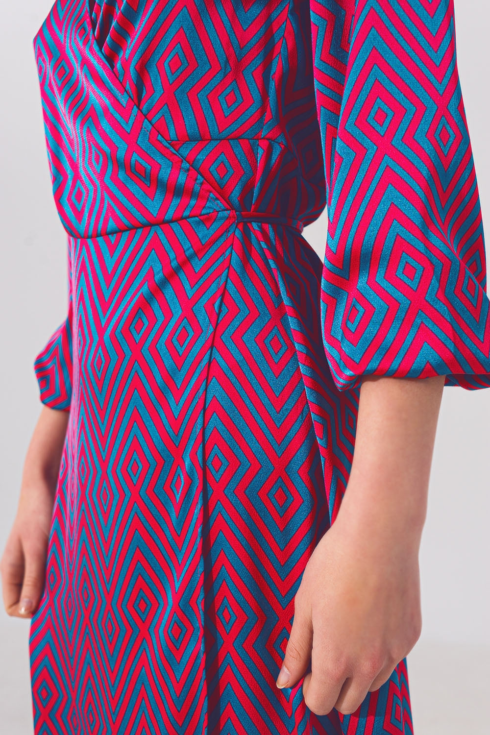 Long Sleeve Maxi Wrap Dress in Geo Print - Szua Store