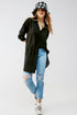 Long sleeve satin button front shirt in black Szua Store