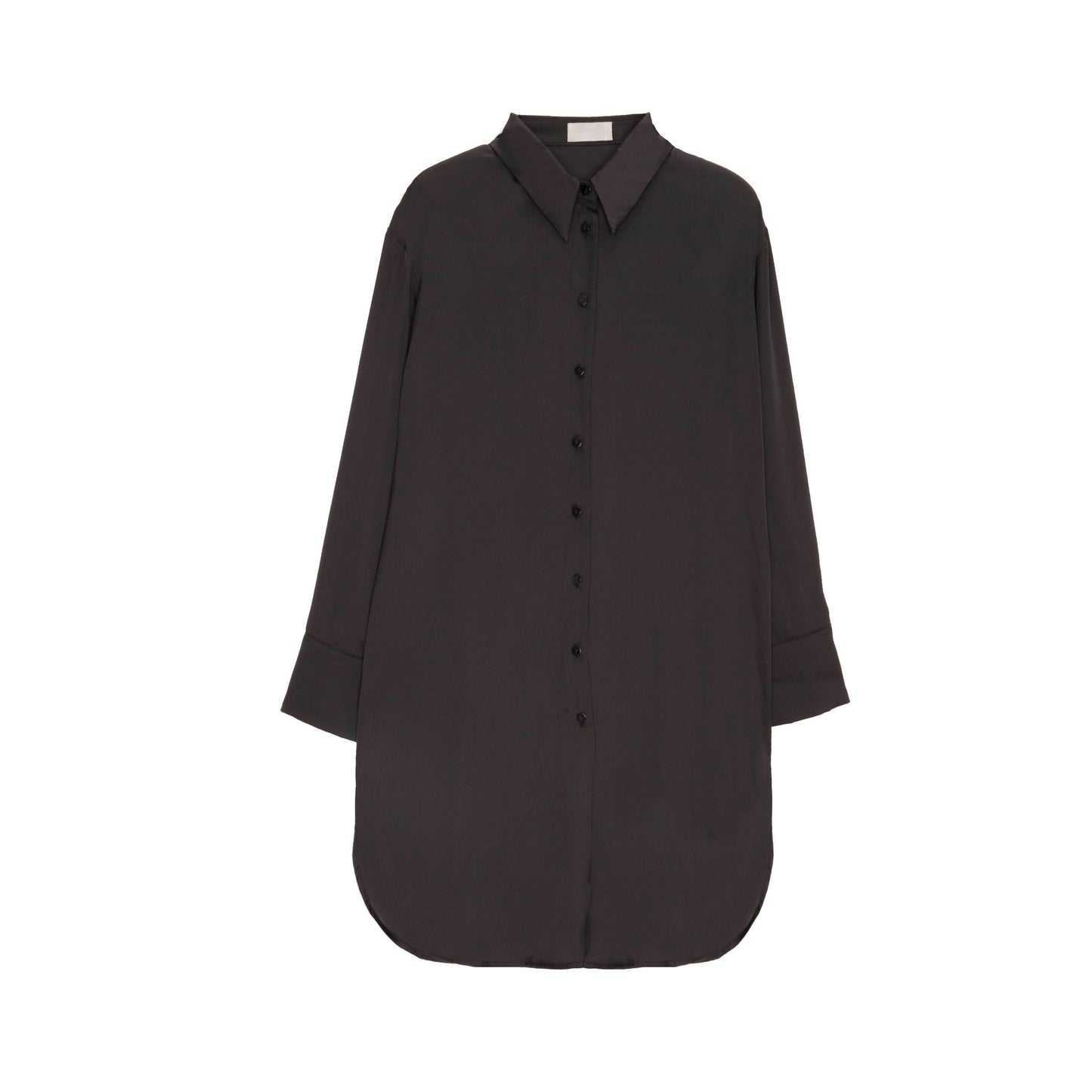 Long sleeve satin button front shirt in black Szua Store