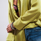 Long sleeve satin button front shirt in green Szua Store