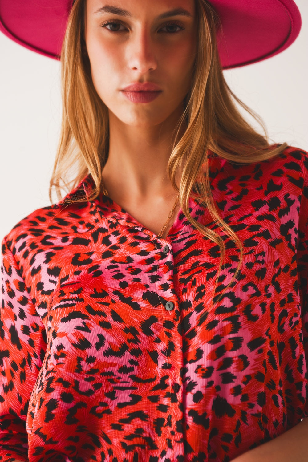 Long sleeve shirt in fuchsia leopard print - Szua Store