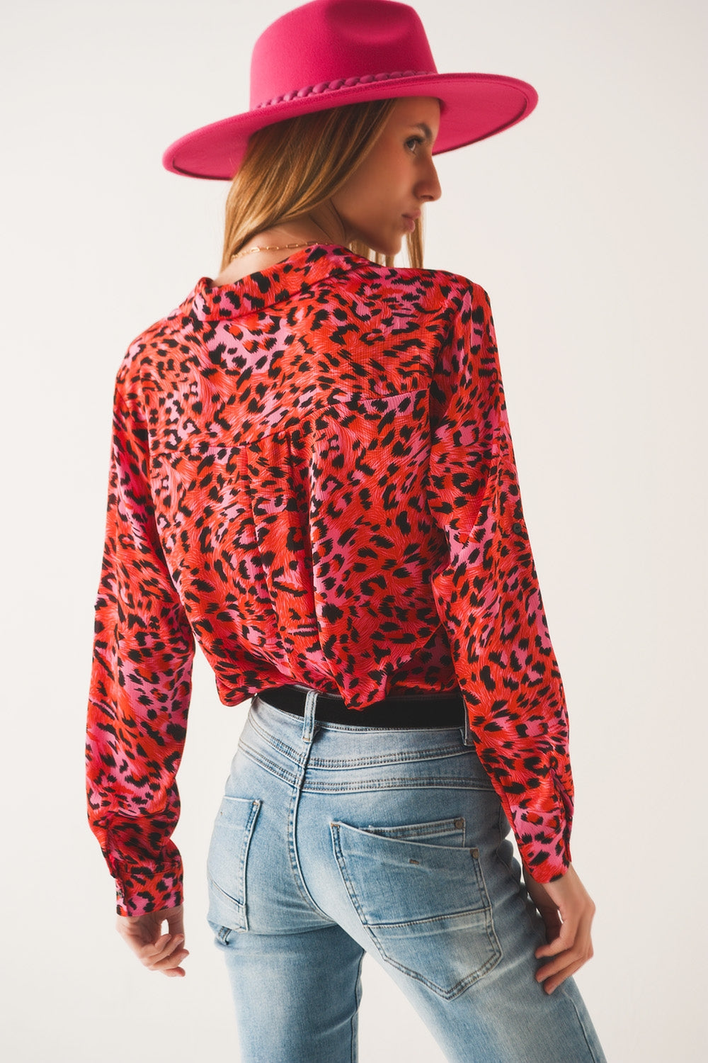 Long sleeve shirt in fuchsia leopard print - Szua Store