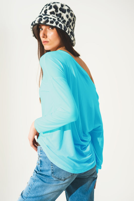 Long sleeve t shirt in blue modal - Szua Store