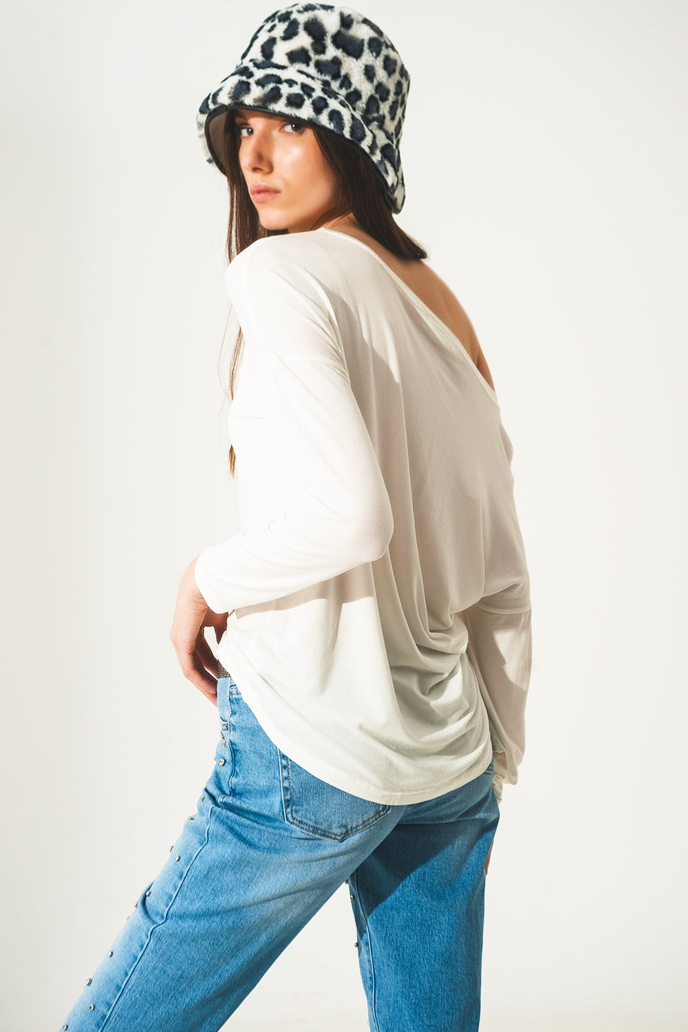 Long sleeve t shirt in cream modal - Szua Store