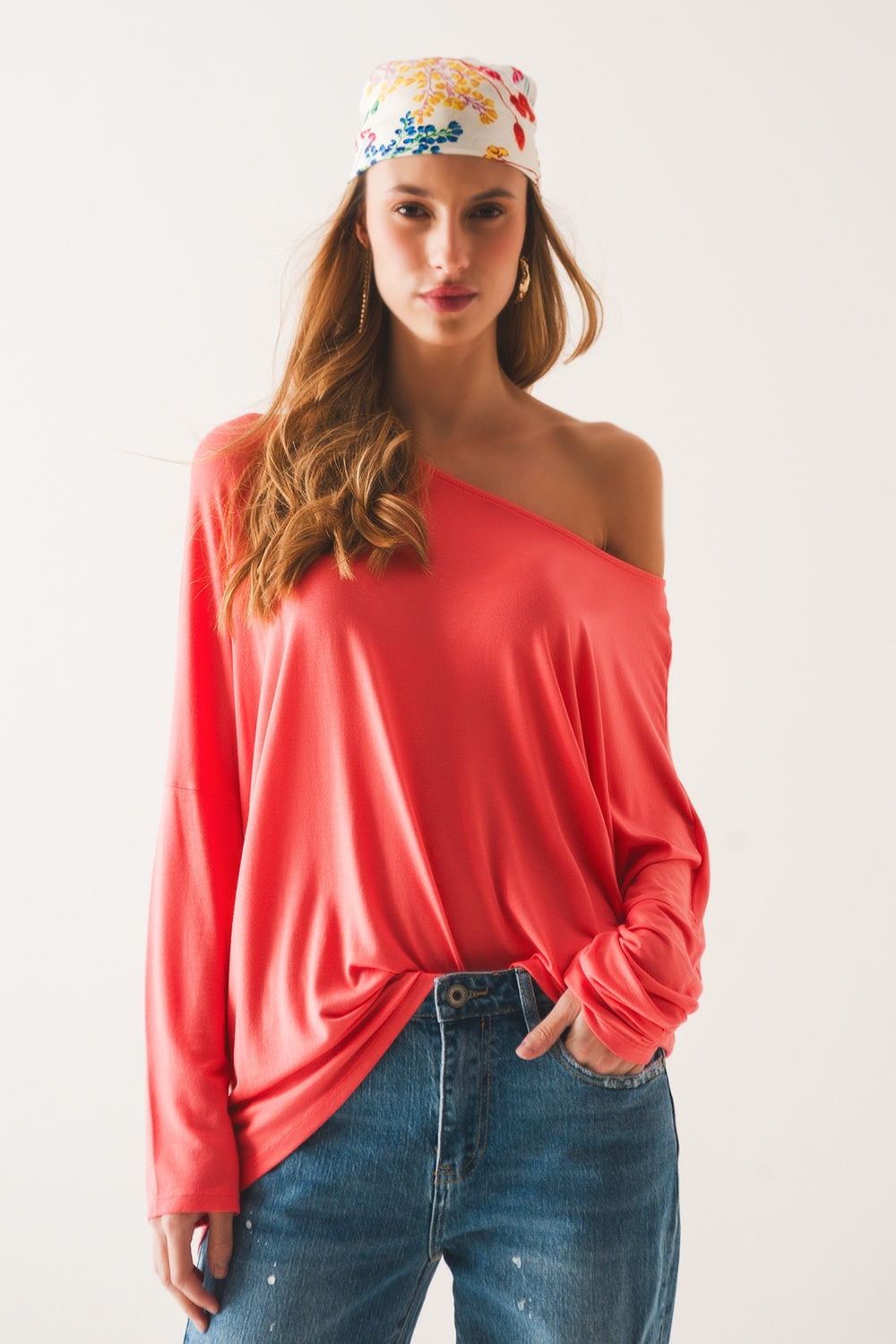 Long sleeve t shirt in orange modal - Szua Store