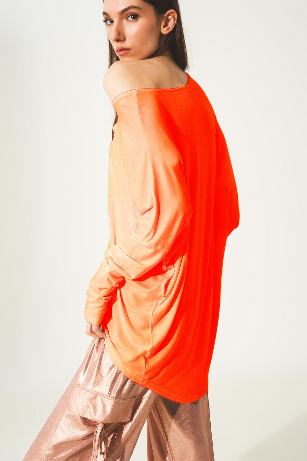 Long sleeve top in hot orange modal - Szua Store