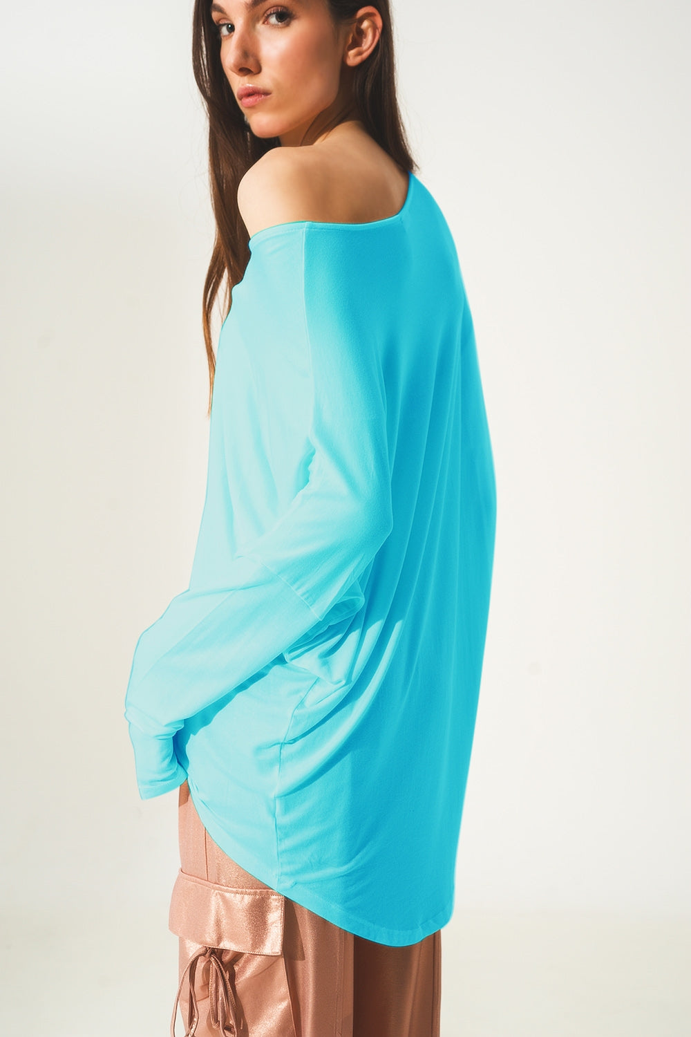 Long sleeve top in modal blue - Szua Store