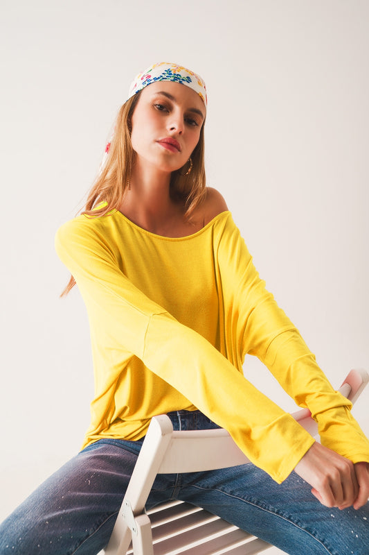 Q2 Long sleeve top in modal lime color