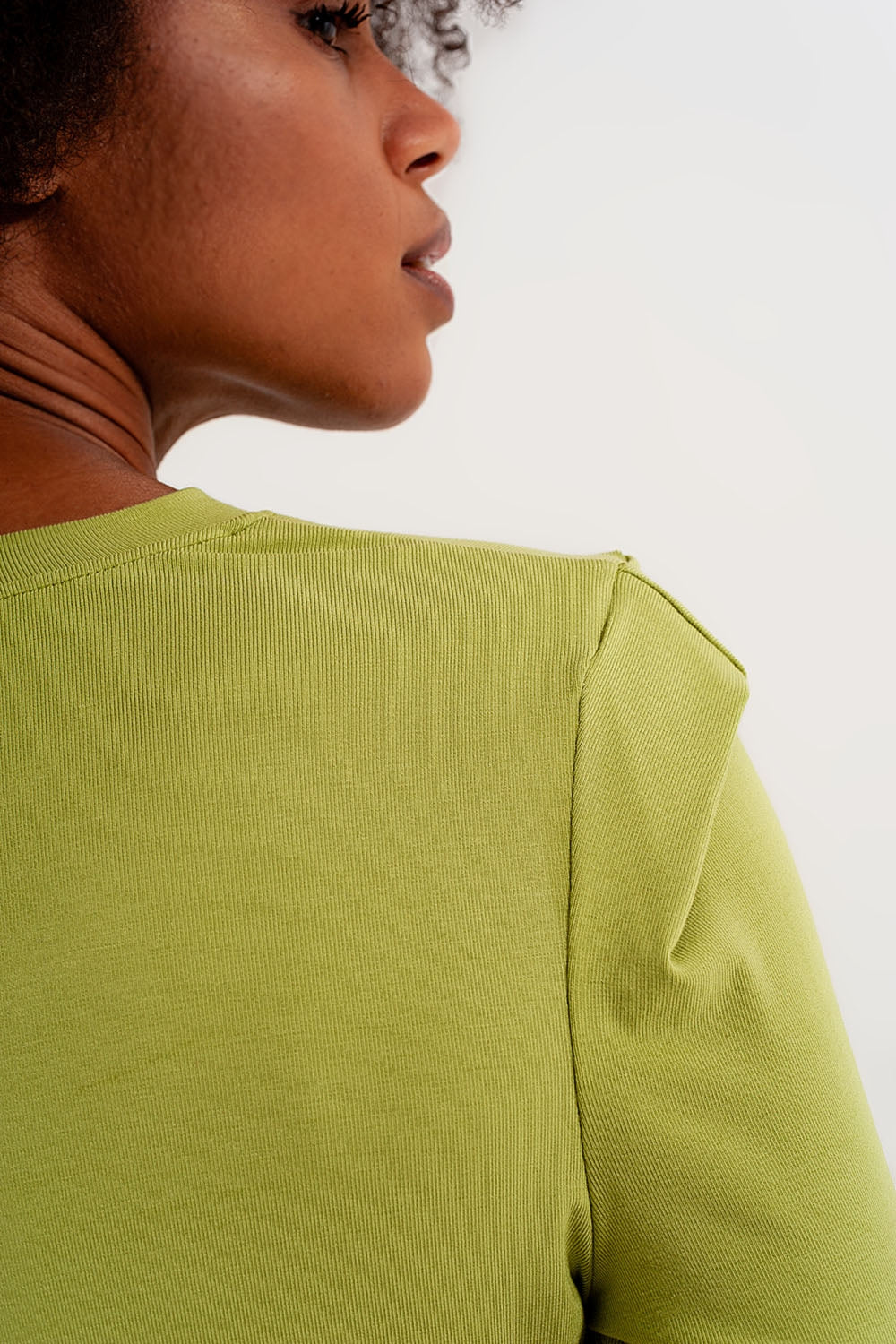 Long sleeve top with shoulder detail in green Szua Store