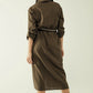 Long sleeves Khaki shirt dress with button closure