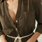 Long sleeves Khaki shirt dress with button closure