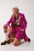 Longline blazer with vintage buttons in fuchsia cord Szua Store